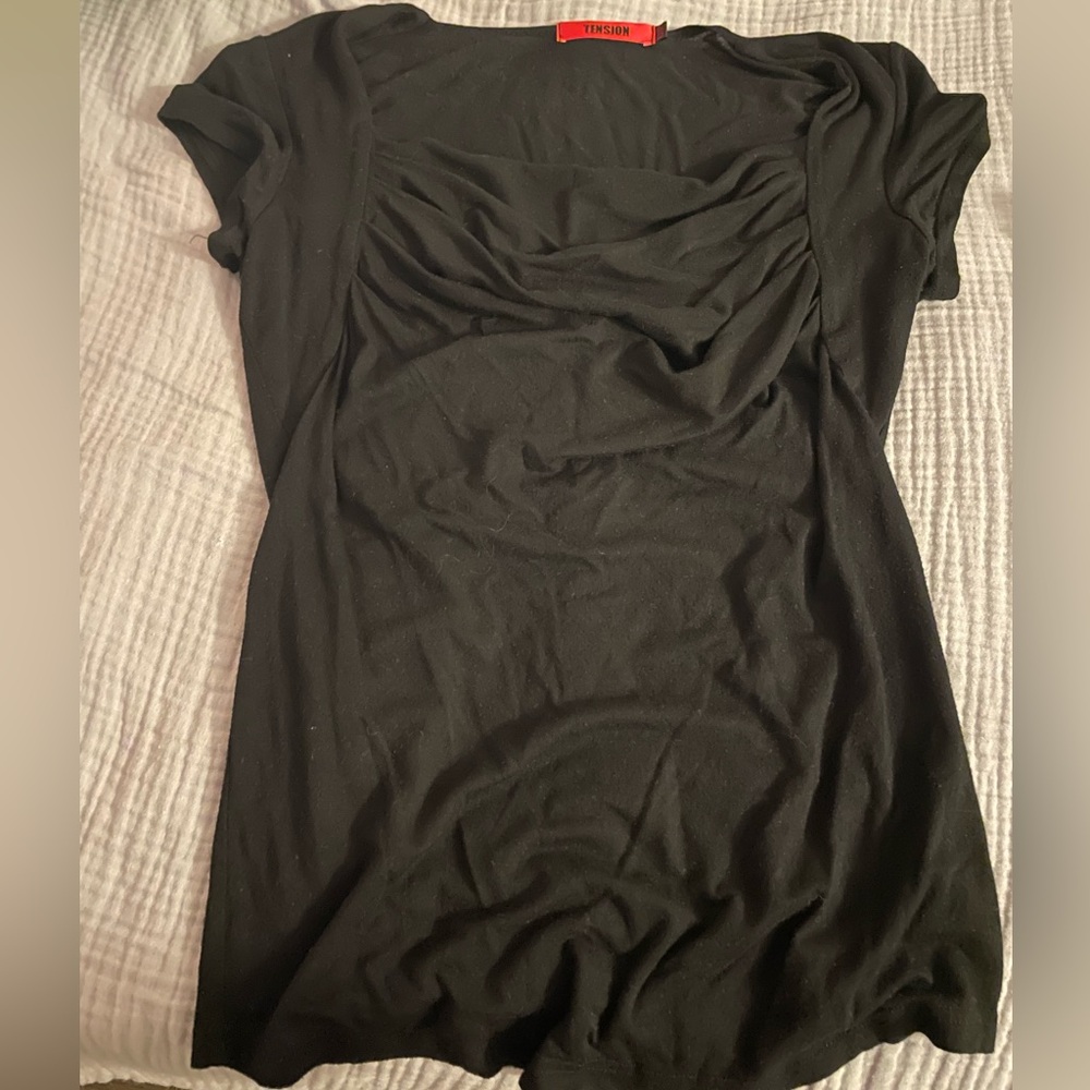 Chic ruched black short sleeve